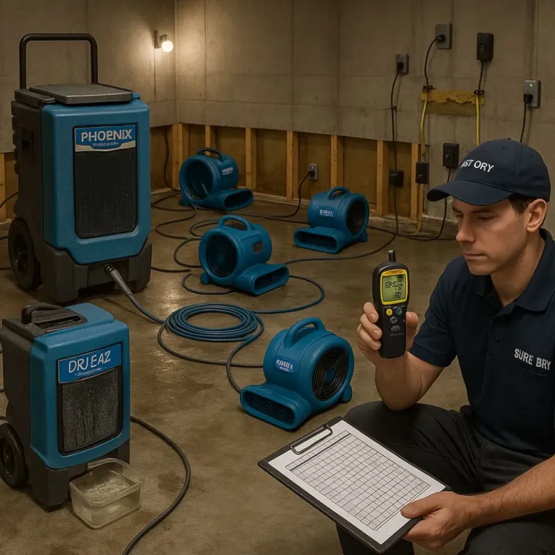 Structural Drying and Dehumidification process in Winnfield, LA